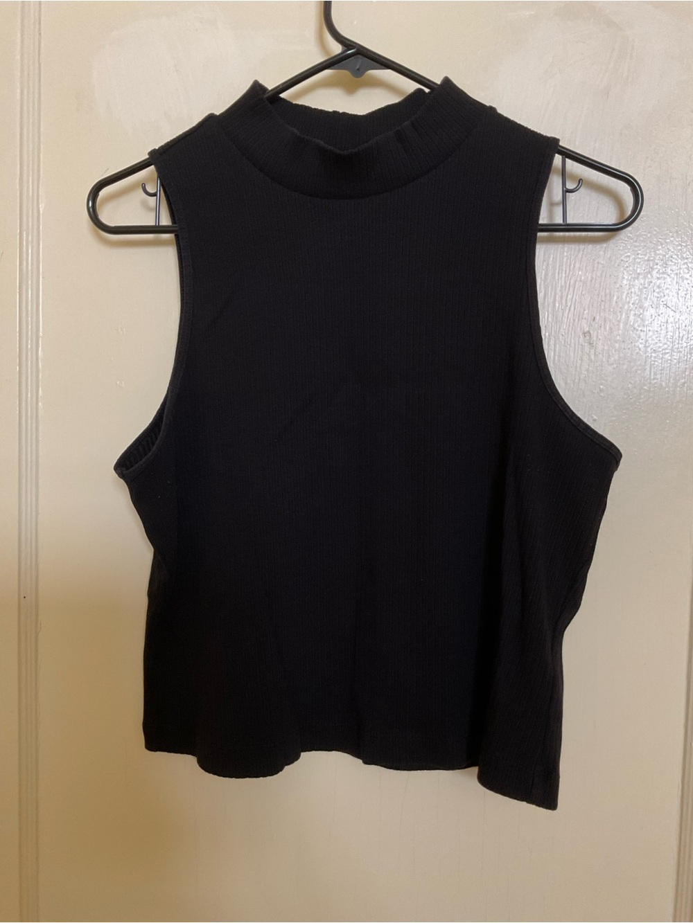 Old Navy Black Ribbed Mock Neck Tank Top